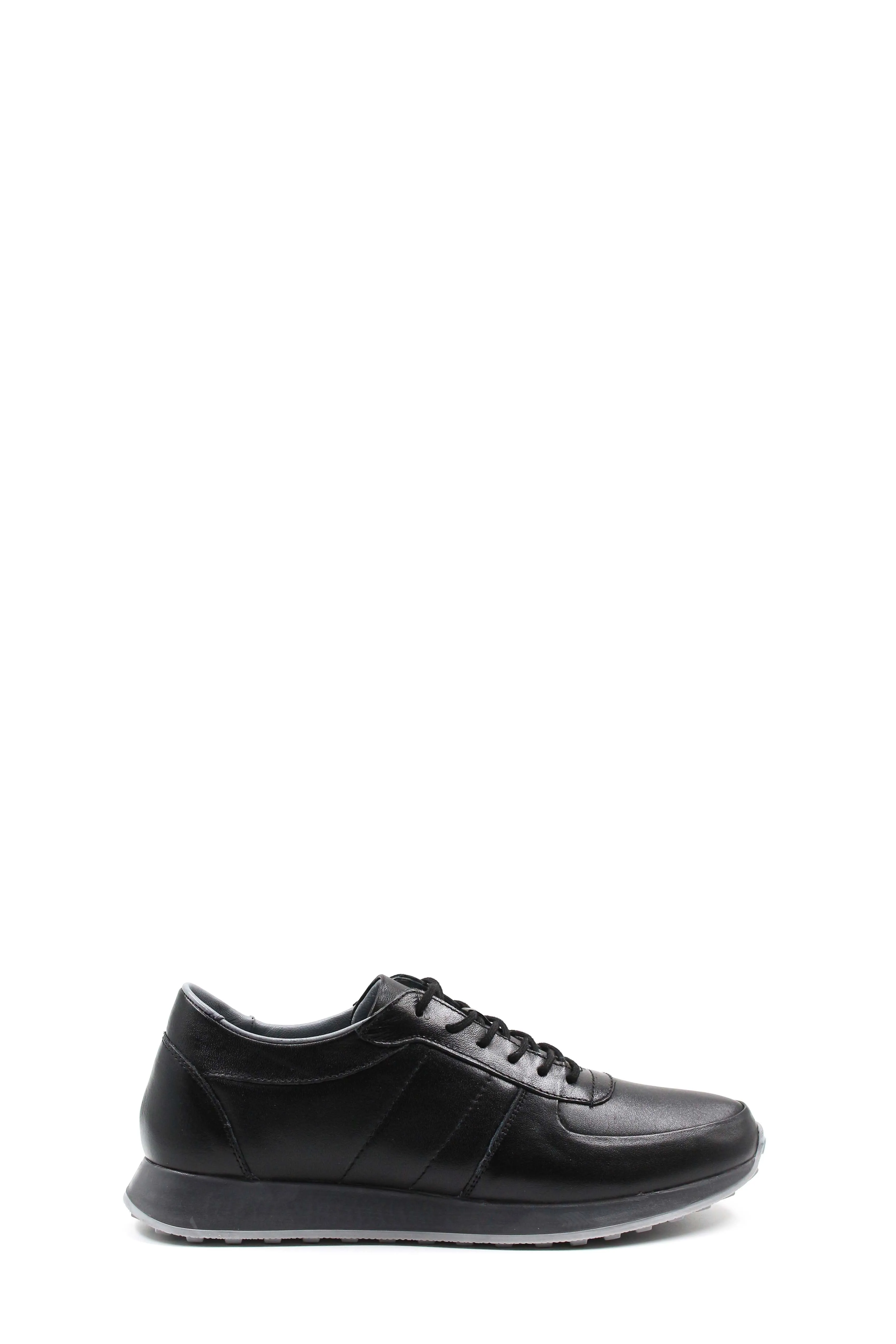 Men's Black Leather Sneakers with Grey Sole - Wessi sold by Wessi