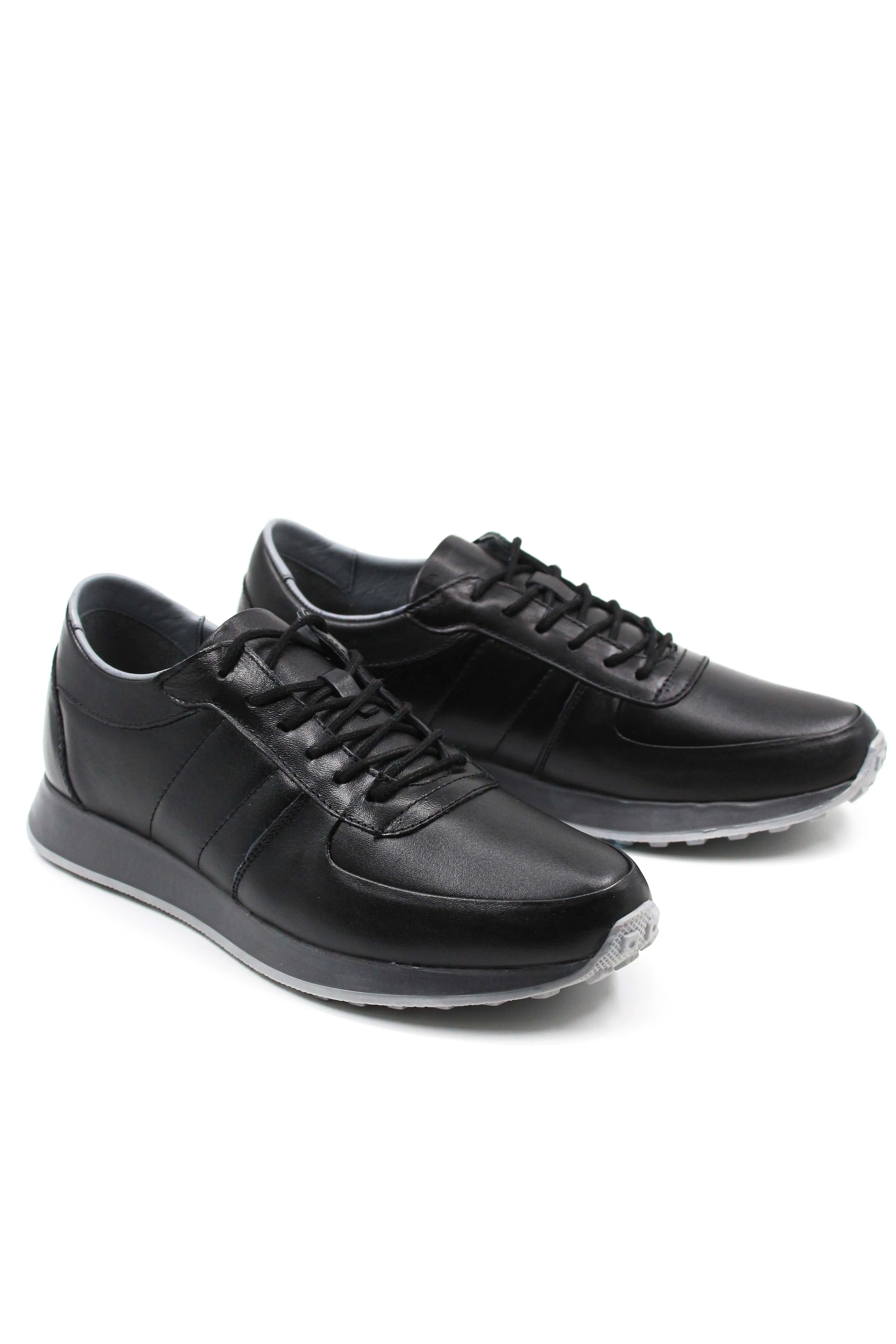 Men's Black Leather Sneakers with Grey Sole - Wessi sold by Wessi product image thumbnail 4
