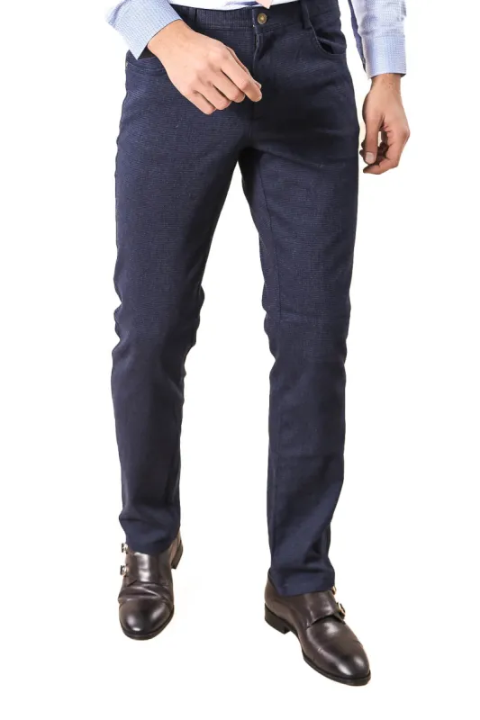 Slim Fit 5 Pockets Navy Blue Men Pants - Wessi sold by Wessi
