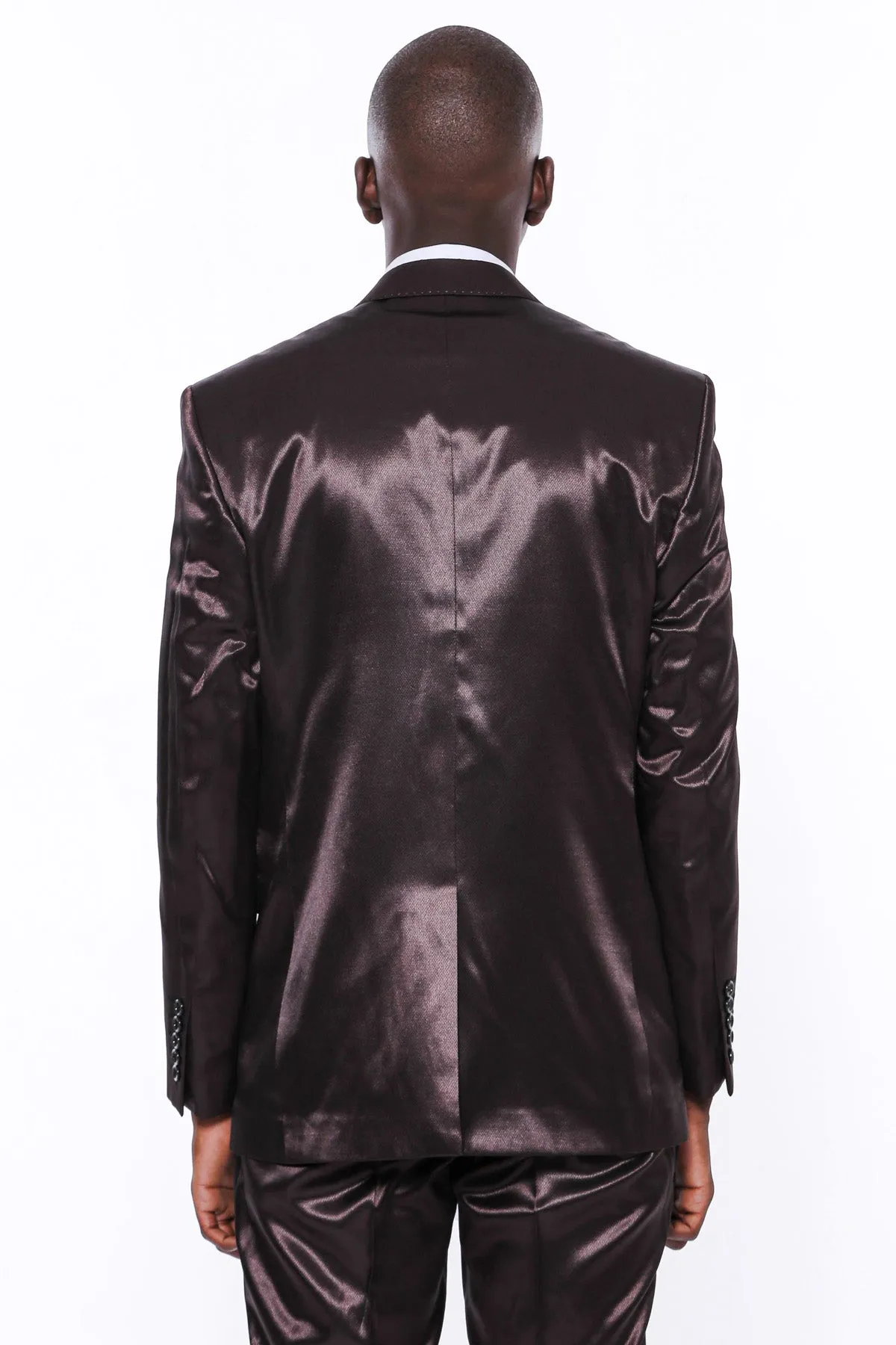 Two Buttons Two Piece Slim Fit Satin Brown Men Suit sold by Wessi product image thumbnail 4