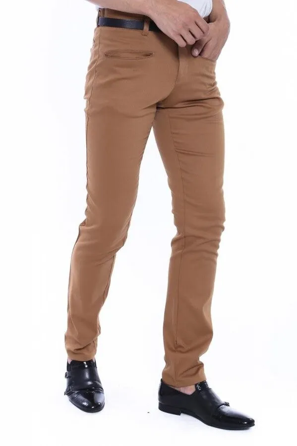Patterned Slim Fit Cotton Tan Men Pants - Wessi sold by Wessi product image thumbnail 2