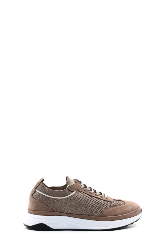 Men's Beige Suede and Mesh Lace-Up Sneakers - Wessi sold by Wessi