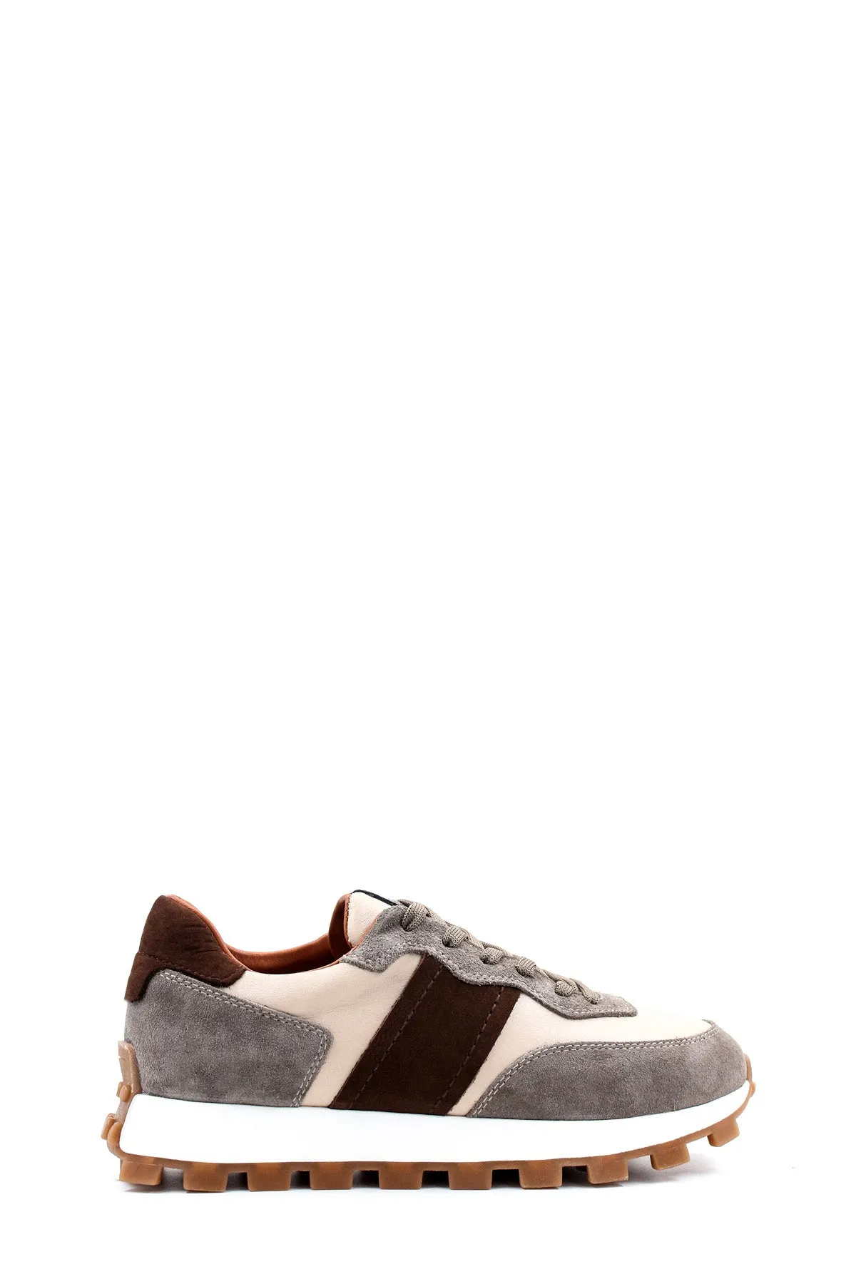 Men's Beige and Grey Suede Casual Sneakers with Brown Accents - Wessi sold by Wessi product image thumbnail 2