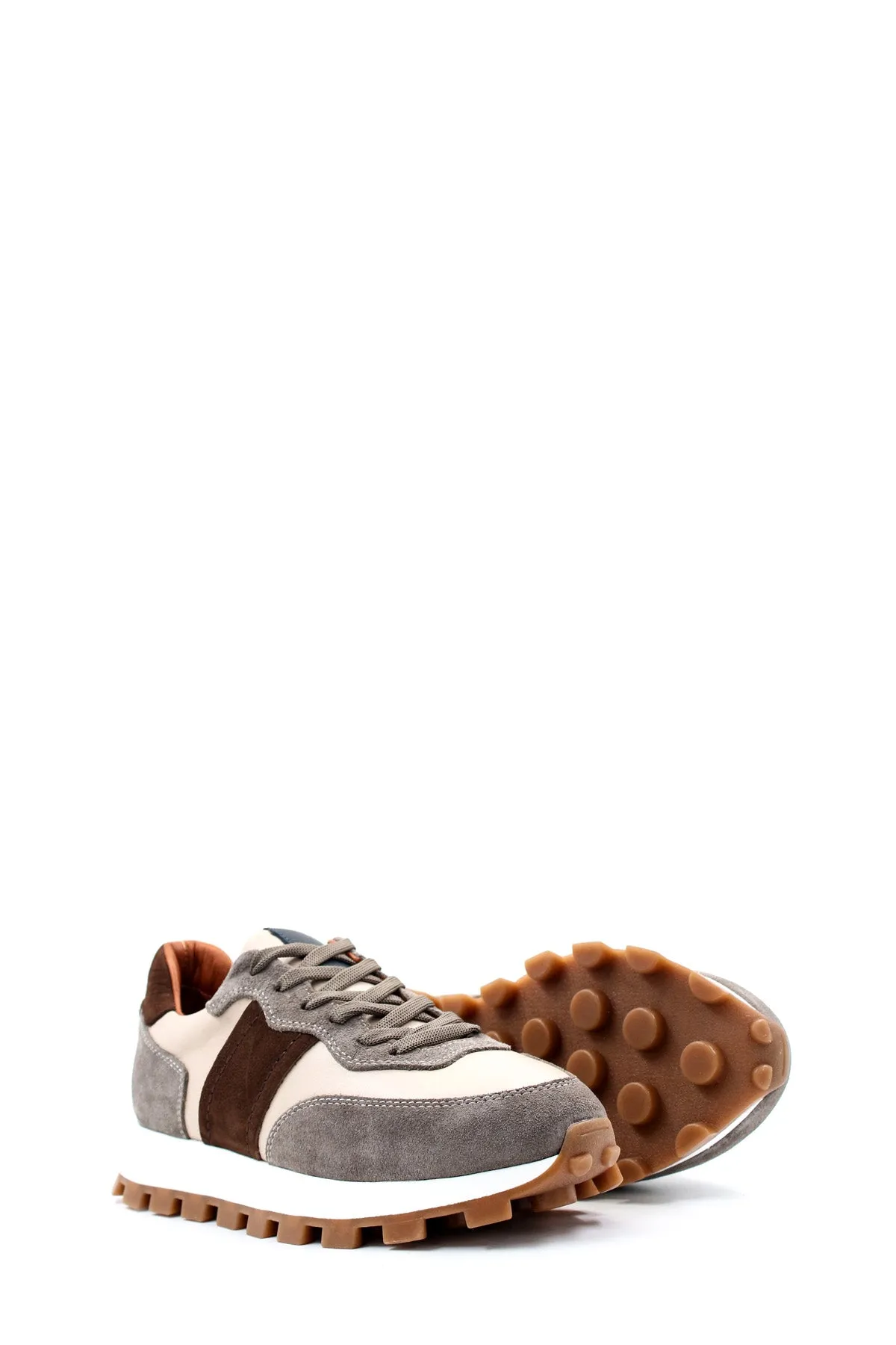 Men's Beige and Grey Suede Casual Sneakers with Brown Accents - Wessi sold by Wessi product image thumbnail 5