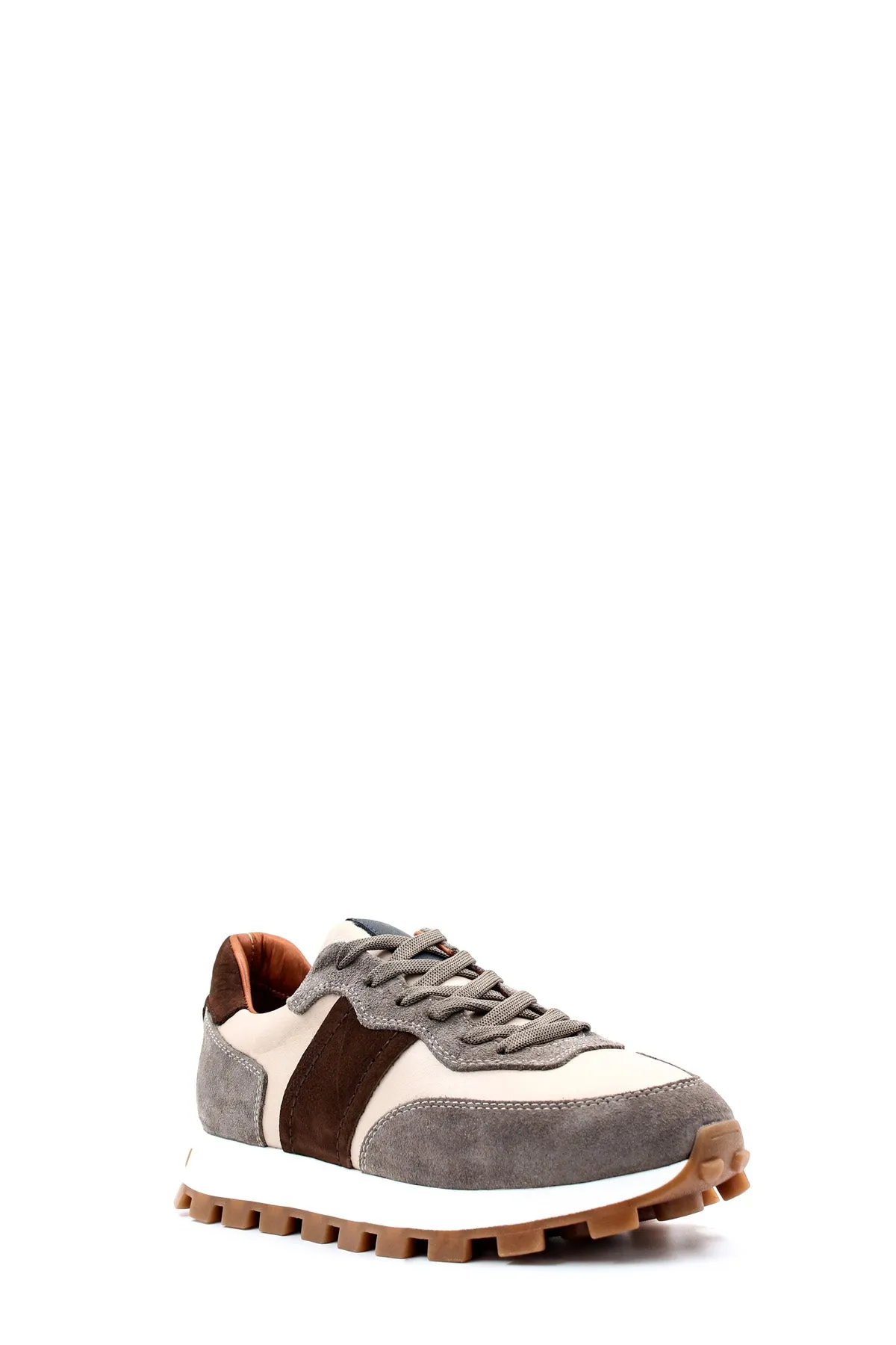 Men's Beige and Grey Suede Casual Sneakers with Brown Accents - Wessi sold by Wessi product image thumbnail 4