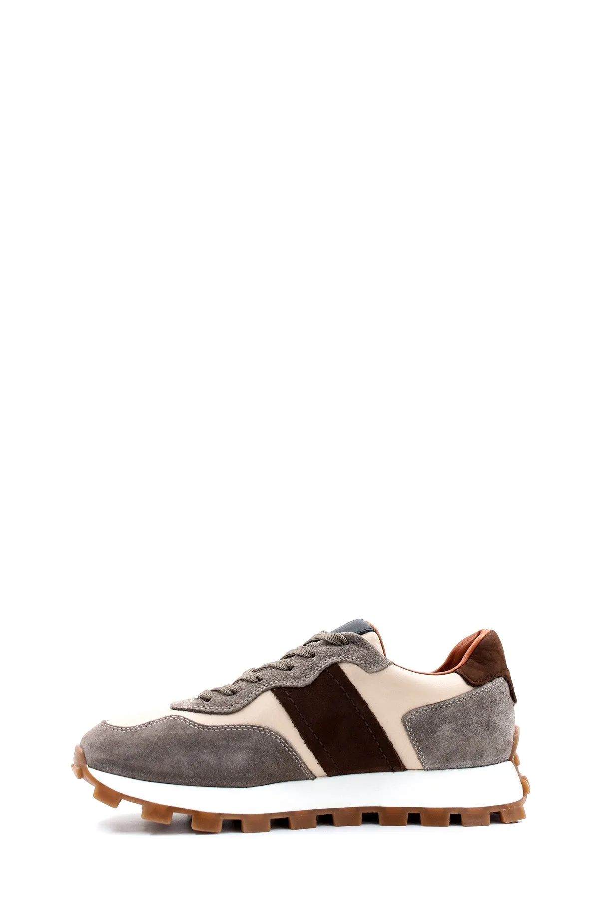 Men's Beige and Grey Suede Casual Sneakers with Brown Accents - Wessi sold by Wessi product image thumbnail 3