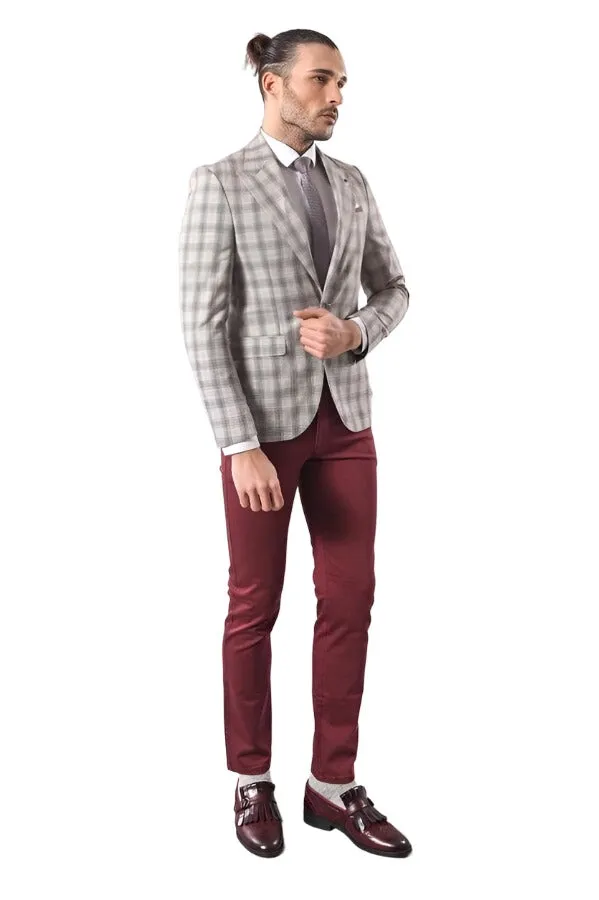 Single Button Wide Pointed Collar Beige Blazer - Wessi sold by Wessi product image thumbnail 3