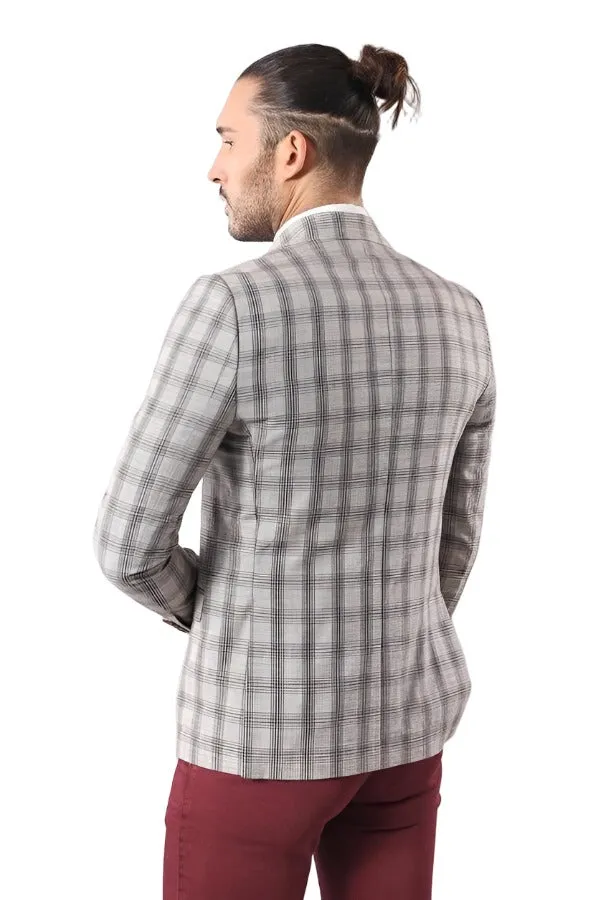 Single Button Wide Pointed Collar Beige Blazer - Wessi sold by Wessi product image thumbnail 4