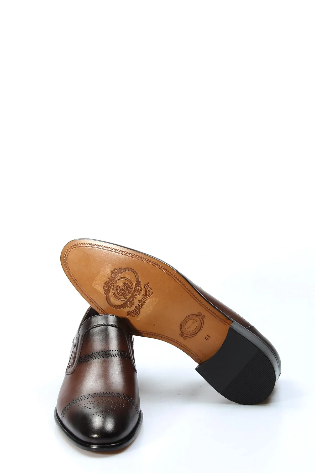 Men's Brown Leather Loafers with Perforated Design - Wessi sold by Wessi product image thumbnail 5