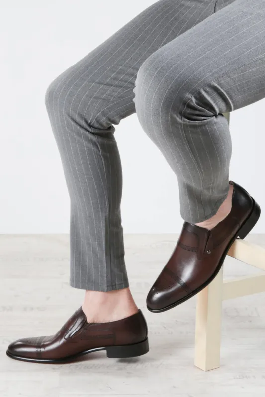 Men's Brown Leather Loafers with Perforated Design - Wessi sold by Wessi