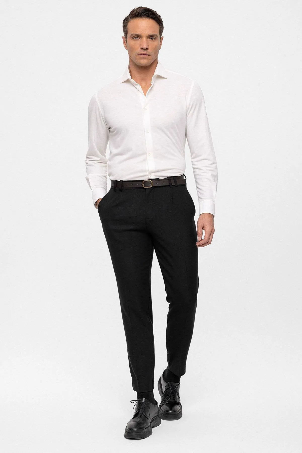 Black Belted High Waist Men's Trousers - Wessi sold by Wessi