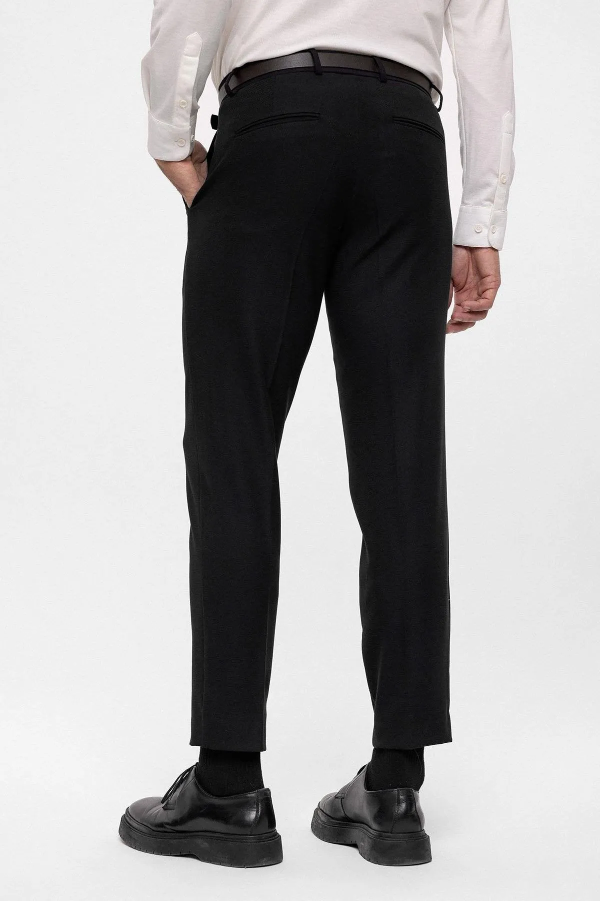 Black Belted High Waist Men's Trousers - Wessi sold by Wessi product image thumbnail 5