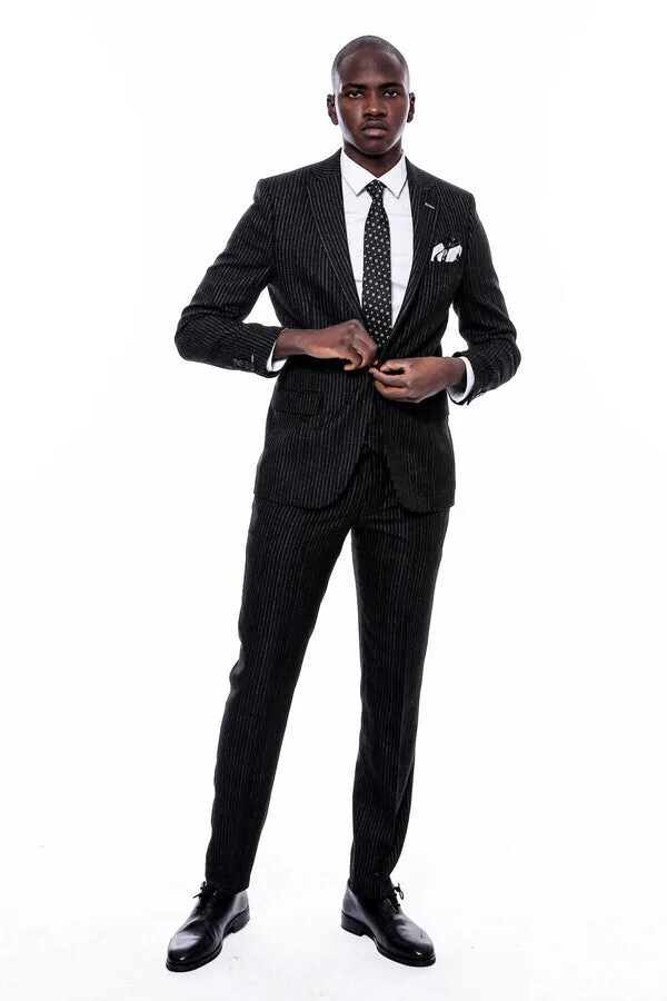 Striped Black Double Breasted Suit - Wessi sold by Wessi product image thumbnail 2