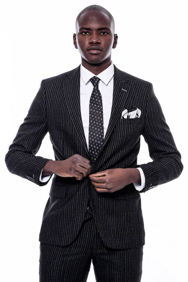 Striped Black Double Breasted Suit - Wessi sold by Wessi product image thumbnail 4