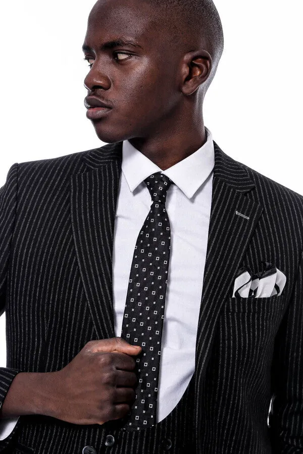Striped Black Double Breasted Suit - Wessi sold by Wessi product image thumbnail 3