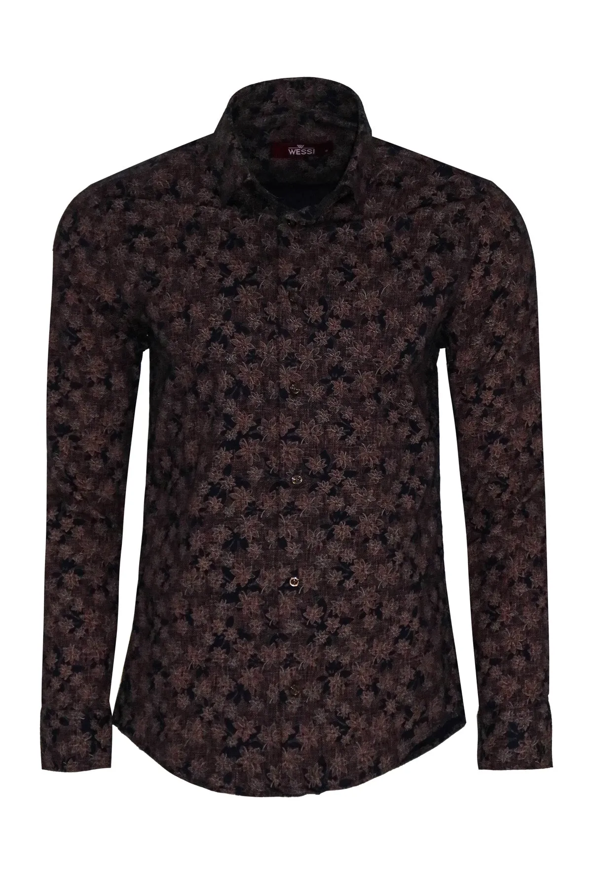 Bloom Patterned Brown Slim Fit Shirt - Wessi sold by Wessi