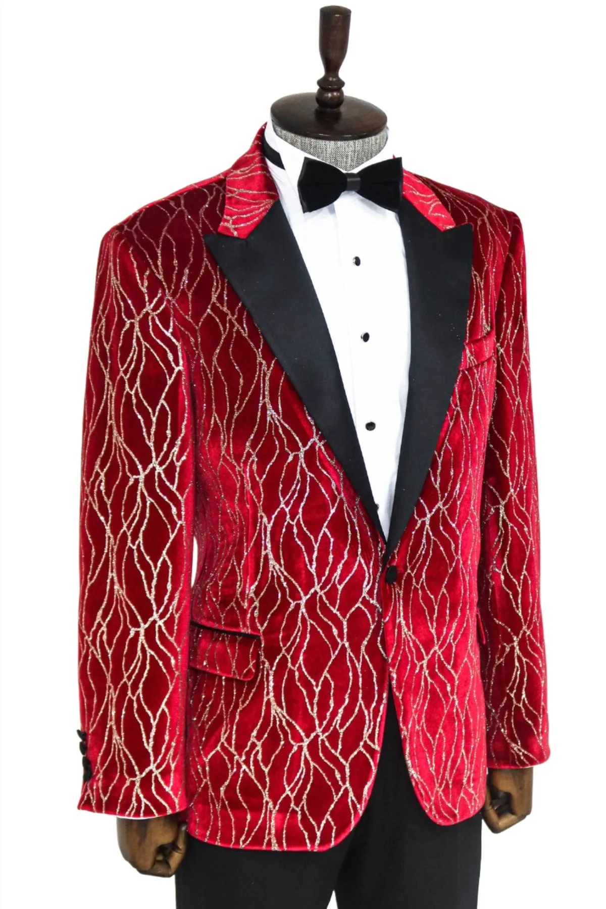 Silver Patterned Burgundy Men Tuxedo Party Blazer - Wessi sold by Wessi product image thumbnail 5
