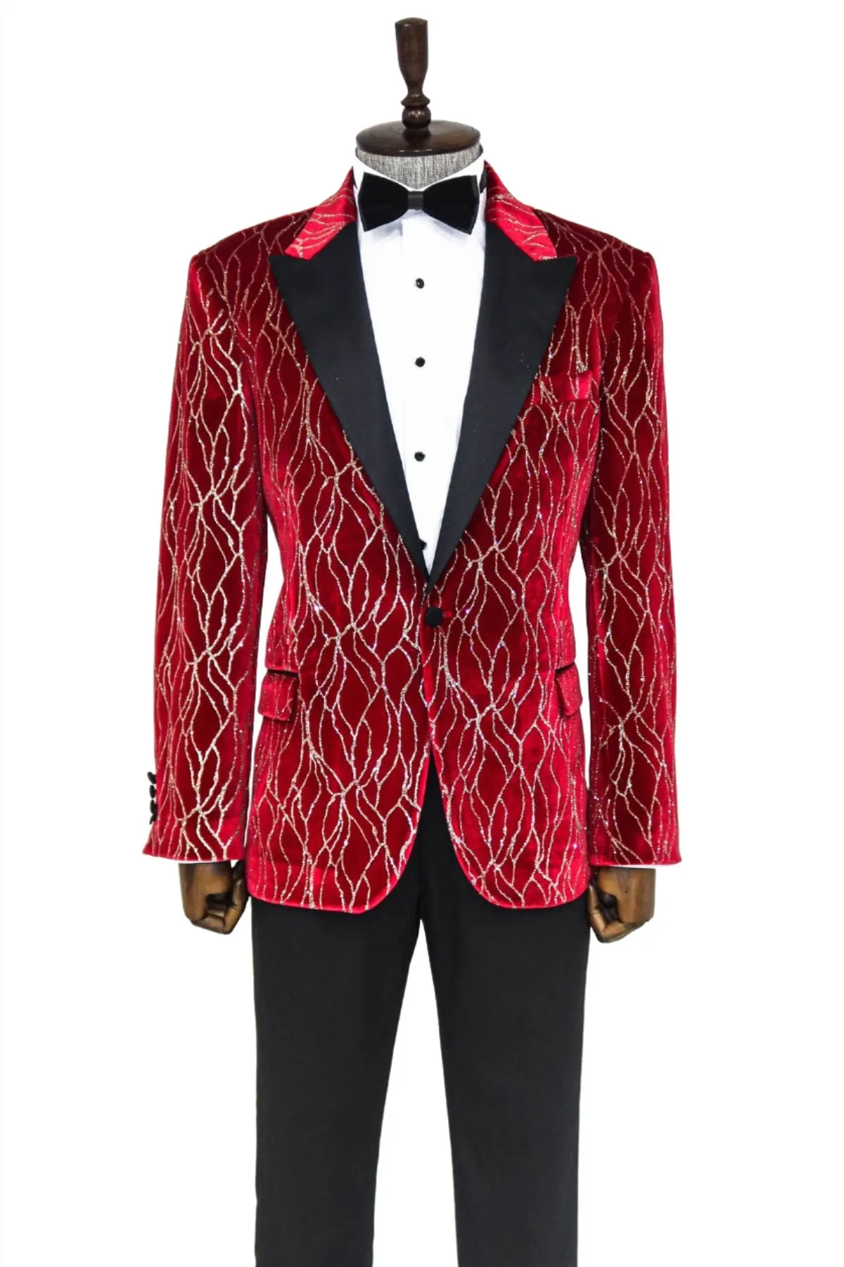 Silver Patterned Burgundy Men Tuxedo Party Blazer - Wessi sold by Wessi product image thumbnail 3