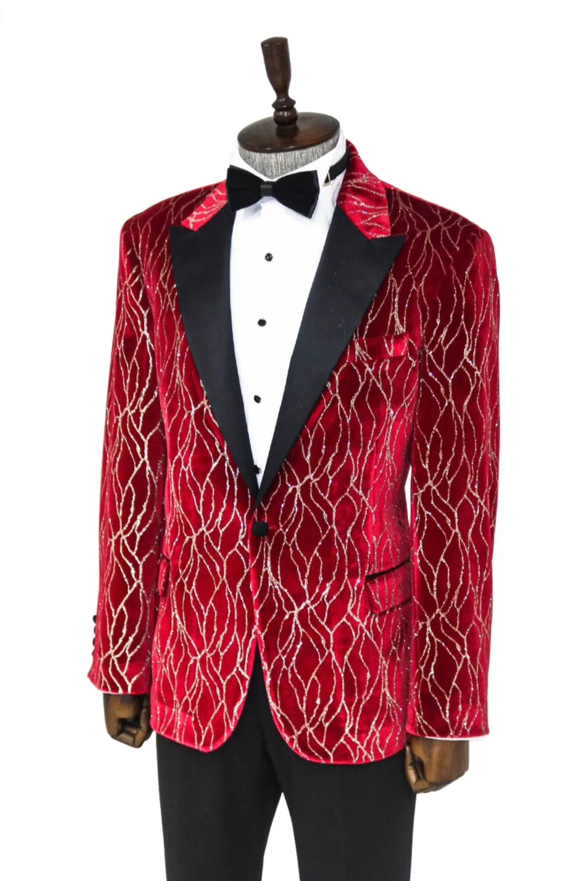 Silver Patterned Burgundy Men Tuxedo Party Blazer - Wessi sold by Wessi product image thumbnail 4