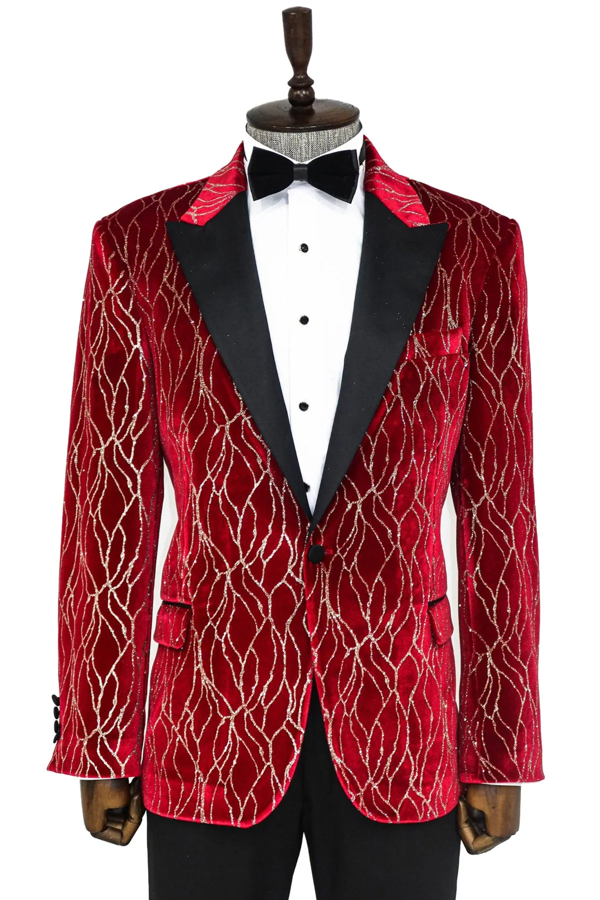 Silver Patterned Burgundy Men Tuxedo Party Blazer - Wessi sold by Wessi