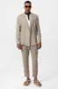 Men's Beige Double-Breasted Plain Blazer - Wessi sold by Wessi