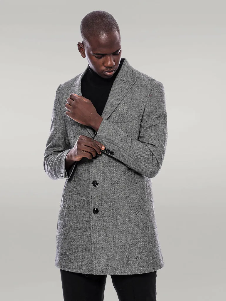 Peak Lapel Grey Men Short Coat - Wessi sold by Wessi