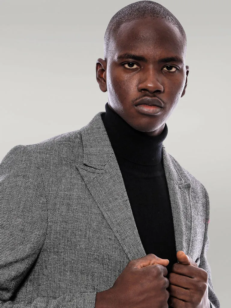 Peak Lapel Grey Men Short Coat - Wessi sold by Wessi product image thumbnail 2