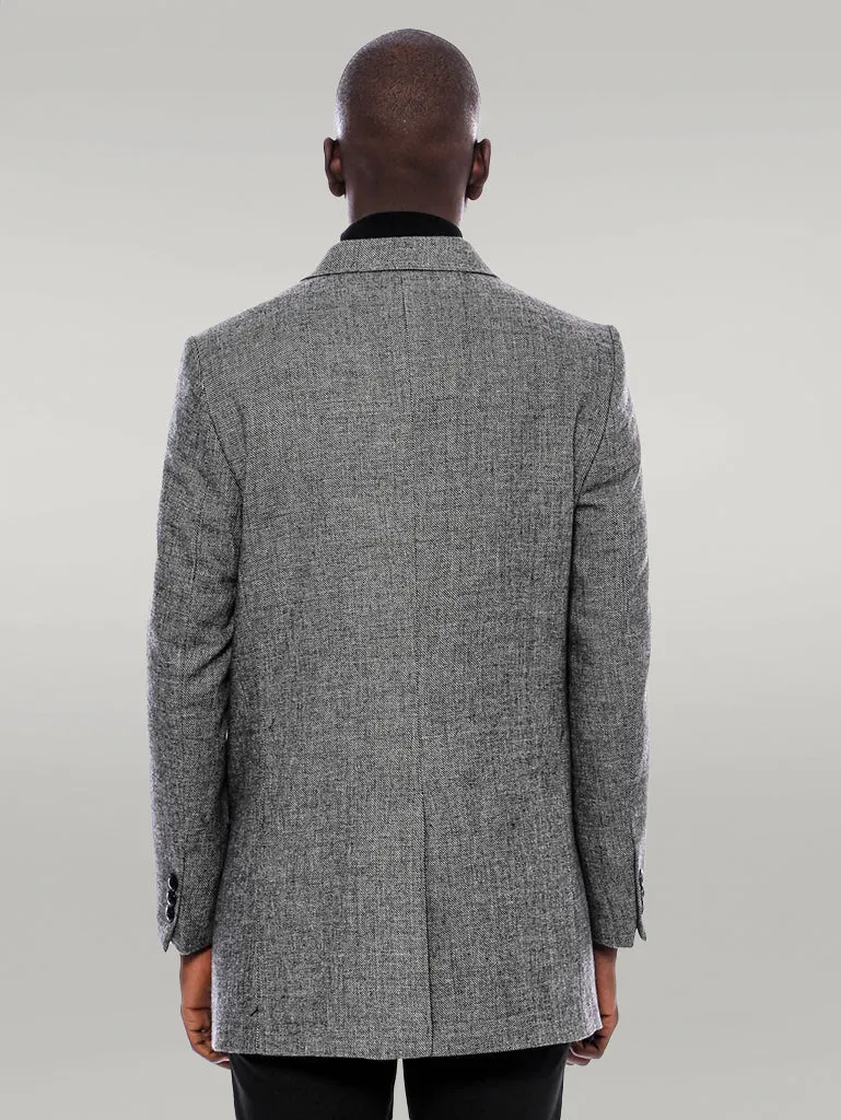 Peak Lapel Grey Men Short Coat - Wessi sold by Wessi product image thumbnail 4