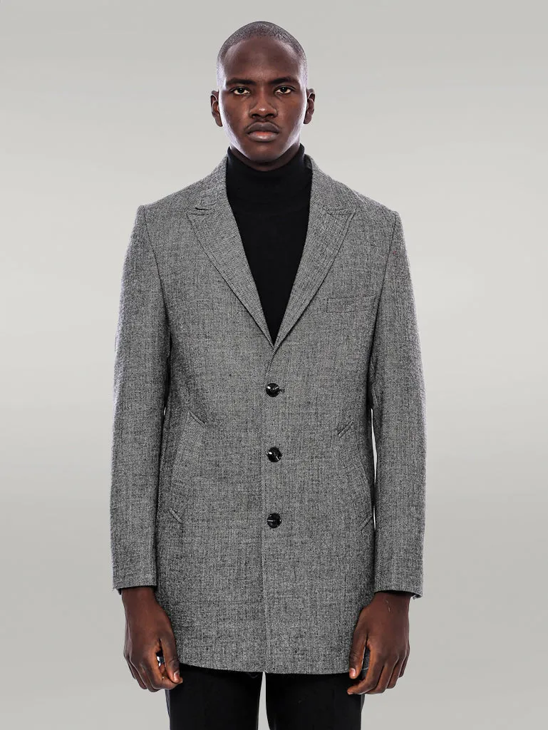 Peak Lapel Grey Men Short Coat - Wessi sold by Wessi product image thumbnail 5