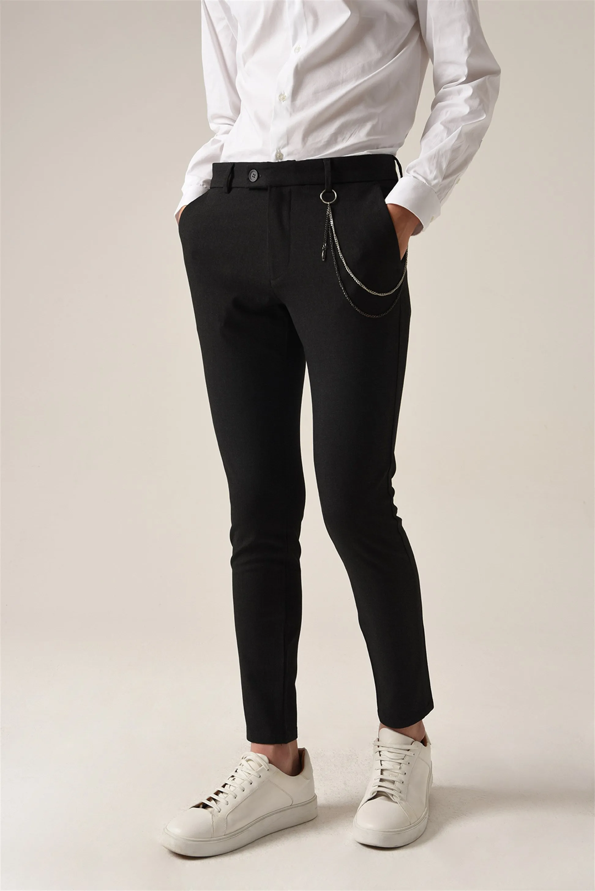 Men's Smoked Accessory Detail Slim Fit Trousers - Wessi sold by Wessi product image thumbnail 3