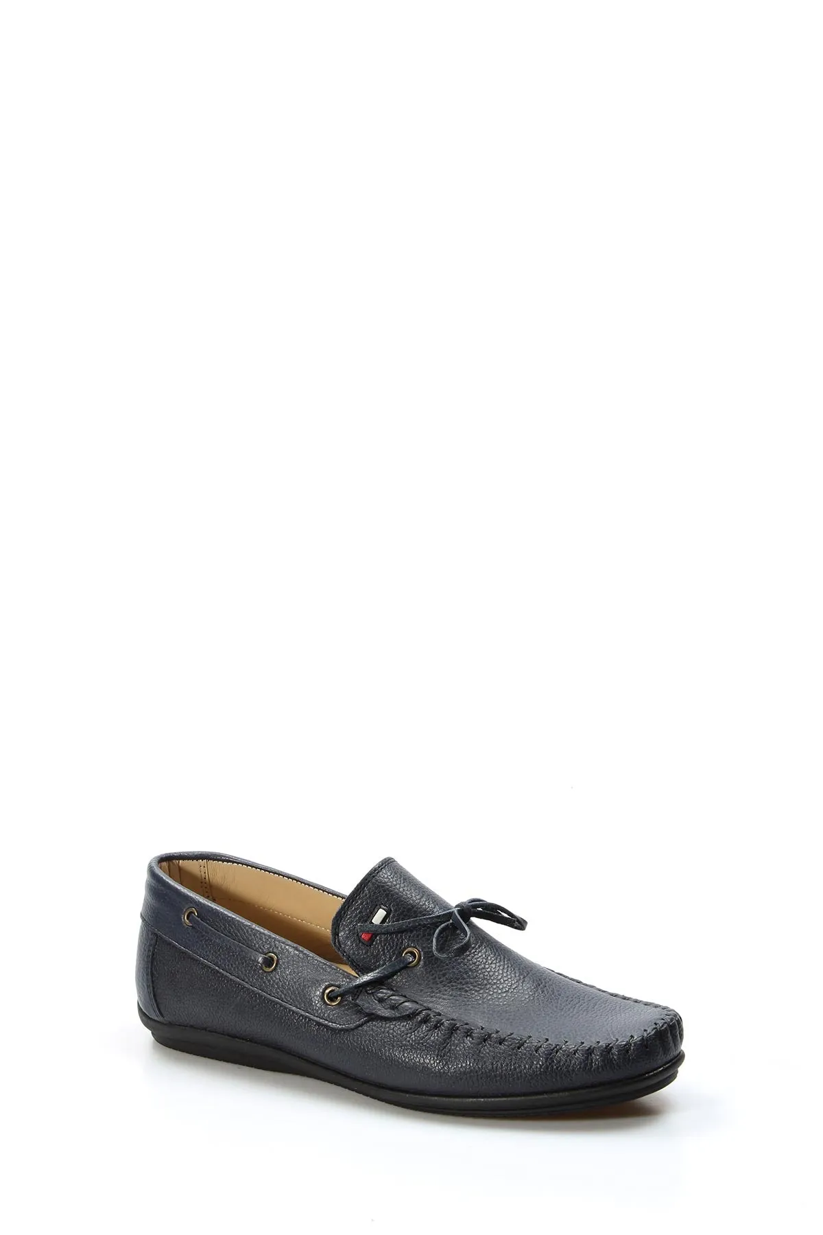 Men's Navy Leather Slip-On Loafers with Lace Detail - Wessi sold by Wessi product image thumbnail 3
