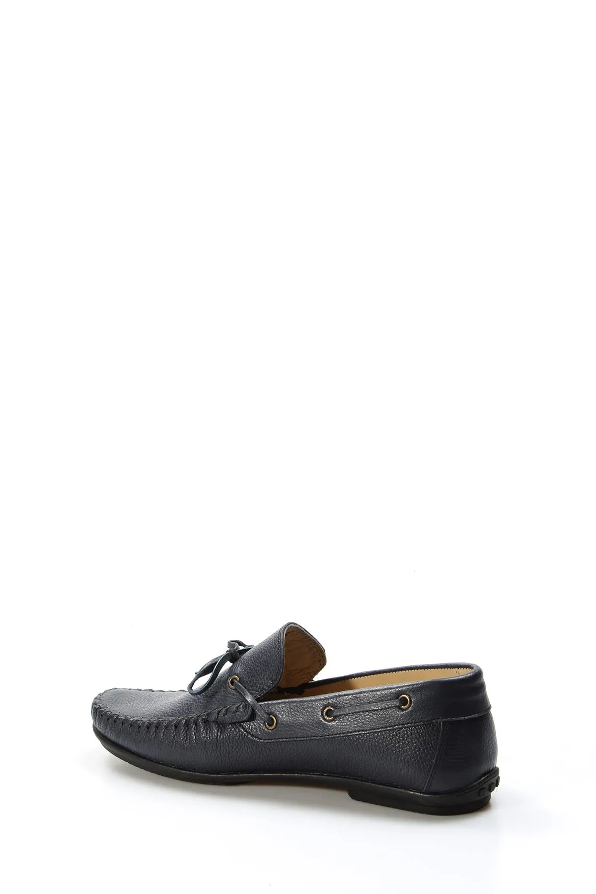 Men's Navy Leather Slip-On Loafers with Lace Detail - Wessi sold by Wessi product image thumbnail 2
