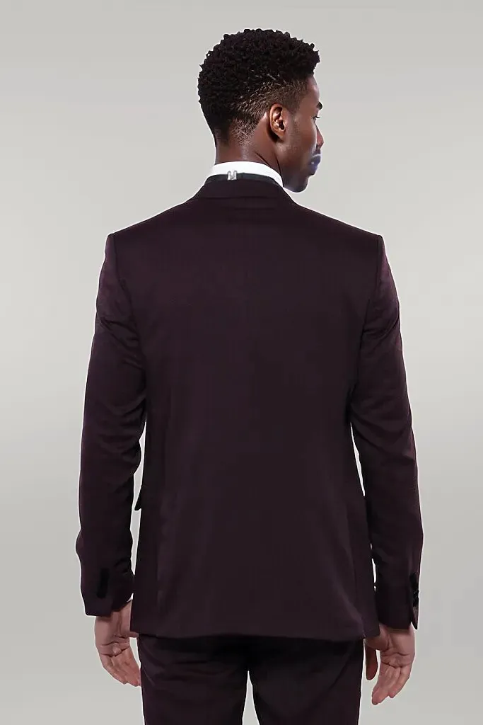 Velvet Collar Patterned Burgundy Tuxedo - Wessi sold by Wessi product image thumbnail 4
