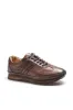 Men's Brown Leather Lace-Up Sneakers with Cushioned Sole - Wessi sold by Wessi
