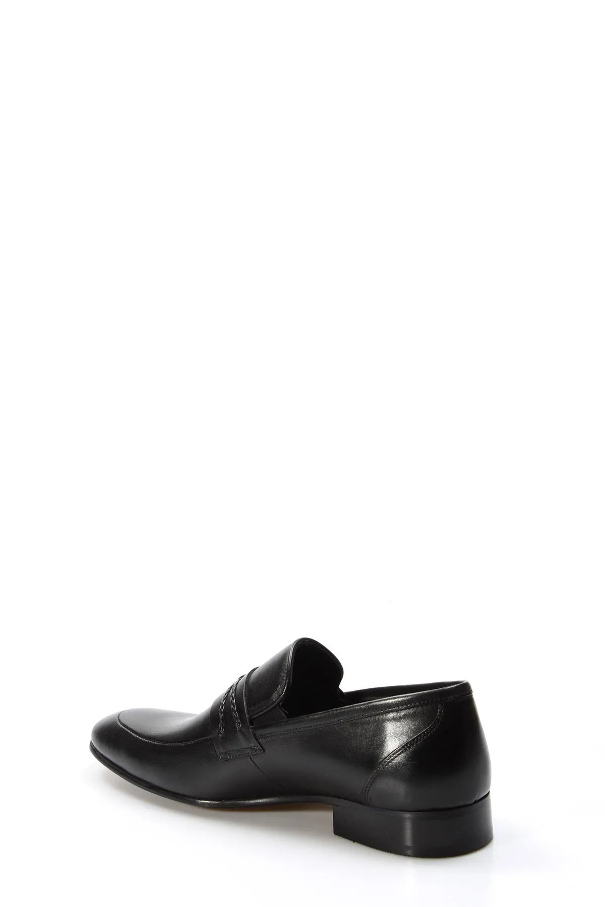 Men's Black Leather Slip-On Loafers with Braided Strap Detail - Wessi sold by Wessi product image thumbnail 3