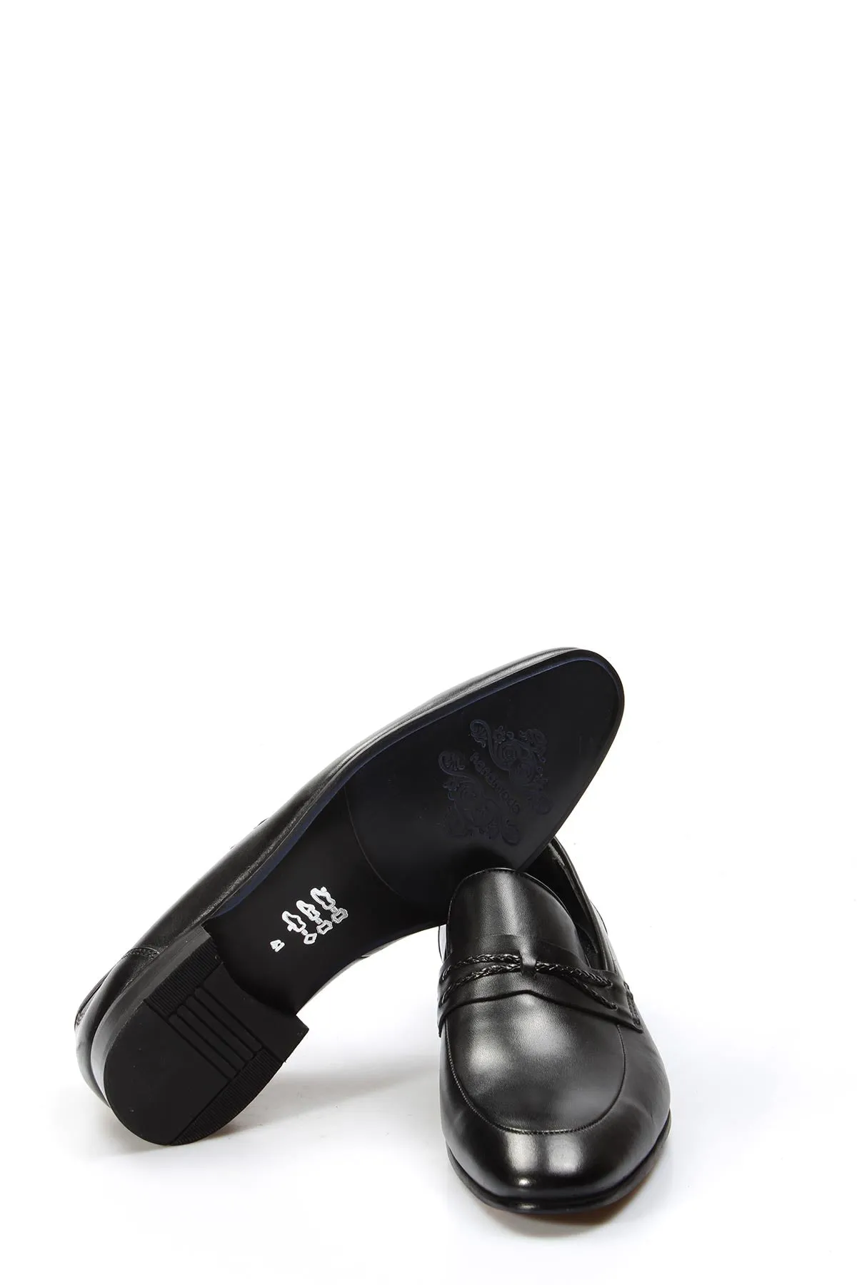 Men's Black Leather Slip-On Loafers with Braided Strap Detail - Wessi sold by Wessi product image thumbnail 5