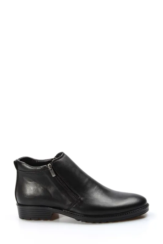 Men's Black Leather Zip Ankle Boots-Wessi sold by Wessi