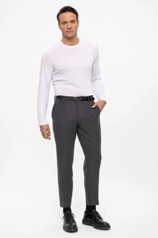 Anthracite Belted High Waist Men's Trousers - Wessi sold by Wessi