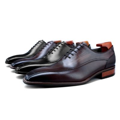 First Layer Cowhide Leather Lace-up Hair Men's Shoes sold by Wessi