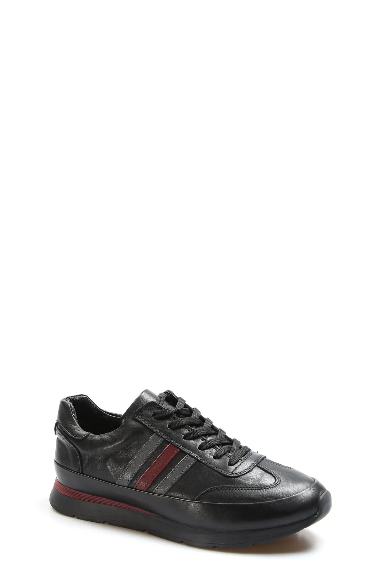Men's Black Leather Stripe Sneakers-Wessi sold by Wessi product image thumbnail 3
