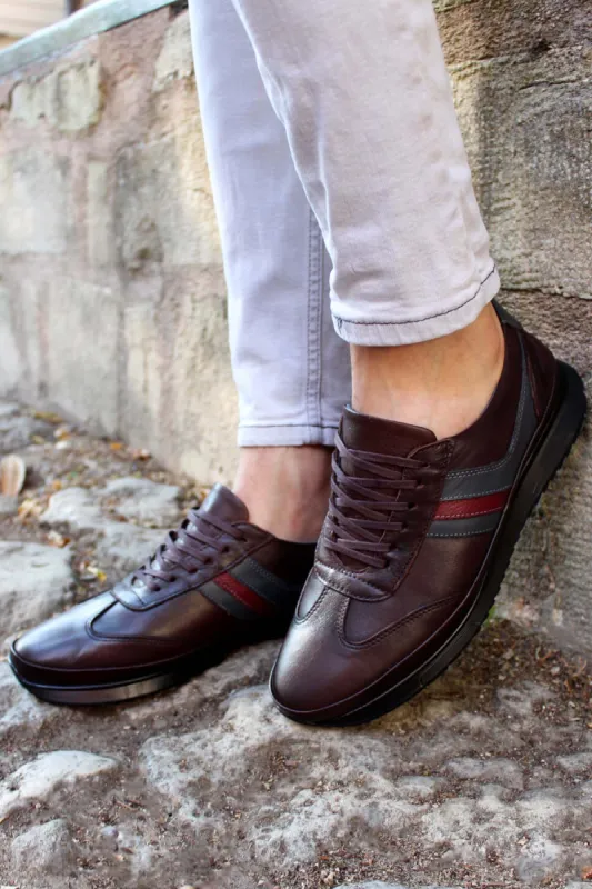 Brown Leather Stripe Sneakers Wessi sold by Wessi