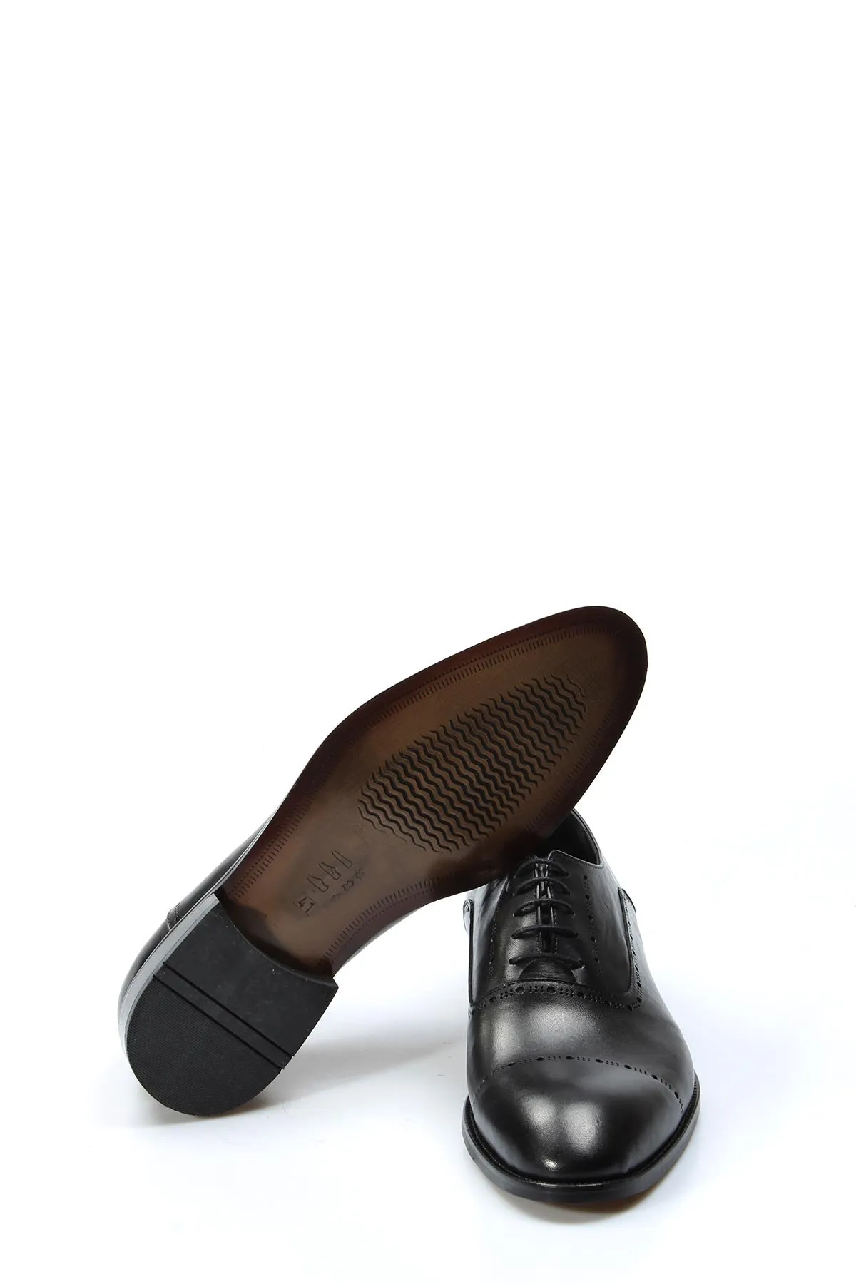 Men's Black Leather Oxford Shoes with Brogue Detailing - Wessi sold by Wessi product image thumbnail 4