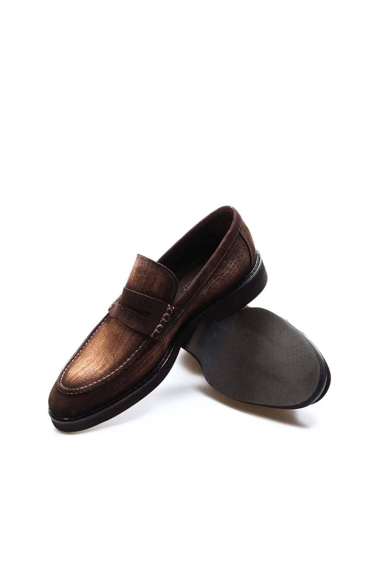 Men's Brown Suede Penny Loafers with Low Heel - Wessi sold by Wessi product image thumbnail 4