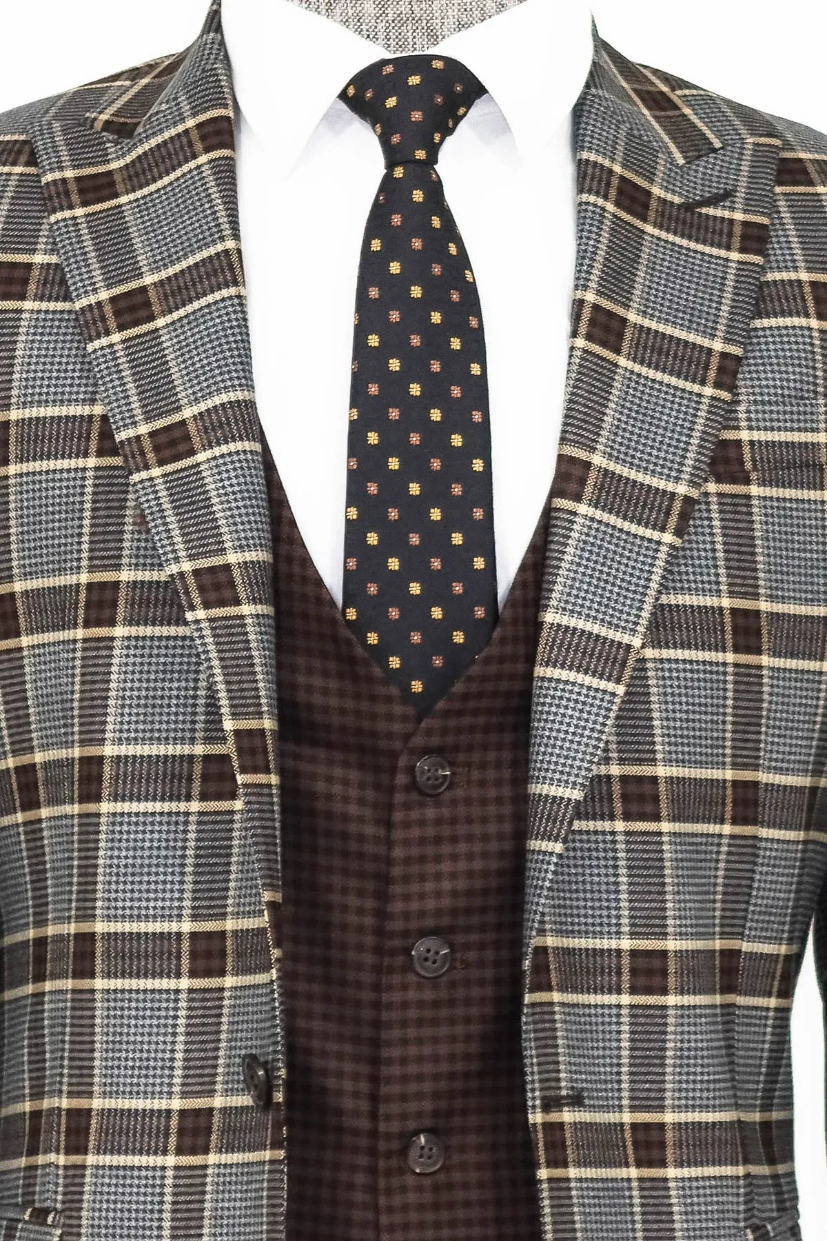 Patterned Checked Slim Fit Anthracite Men Suit - Wessi sold by Wessi product image thumbnail 5