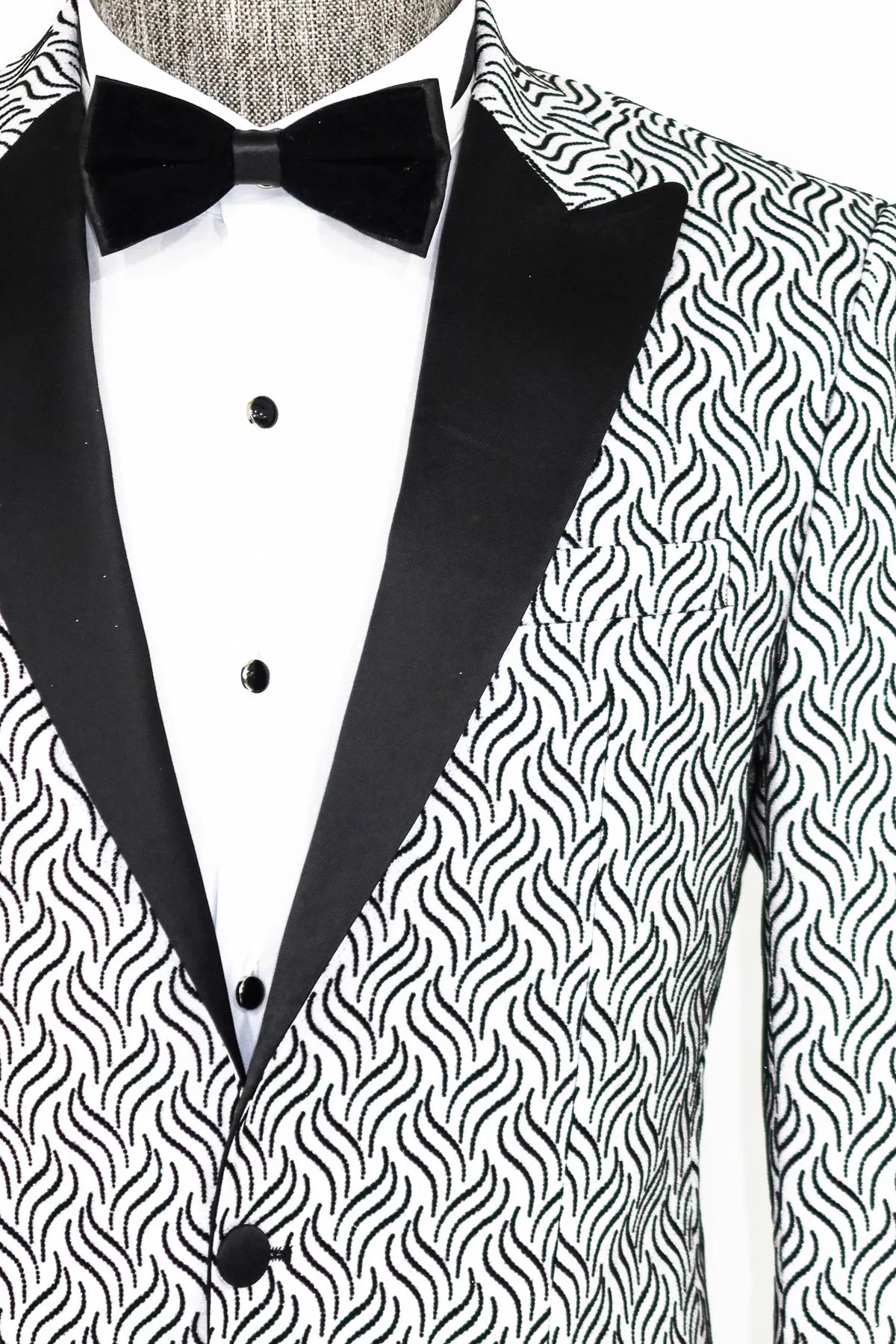 Shiny Patterned White Men Prom Blazer - Wessi sold by Wessi product image thumbnail 2