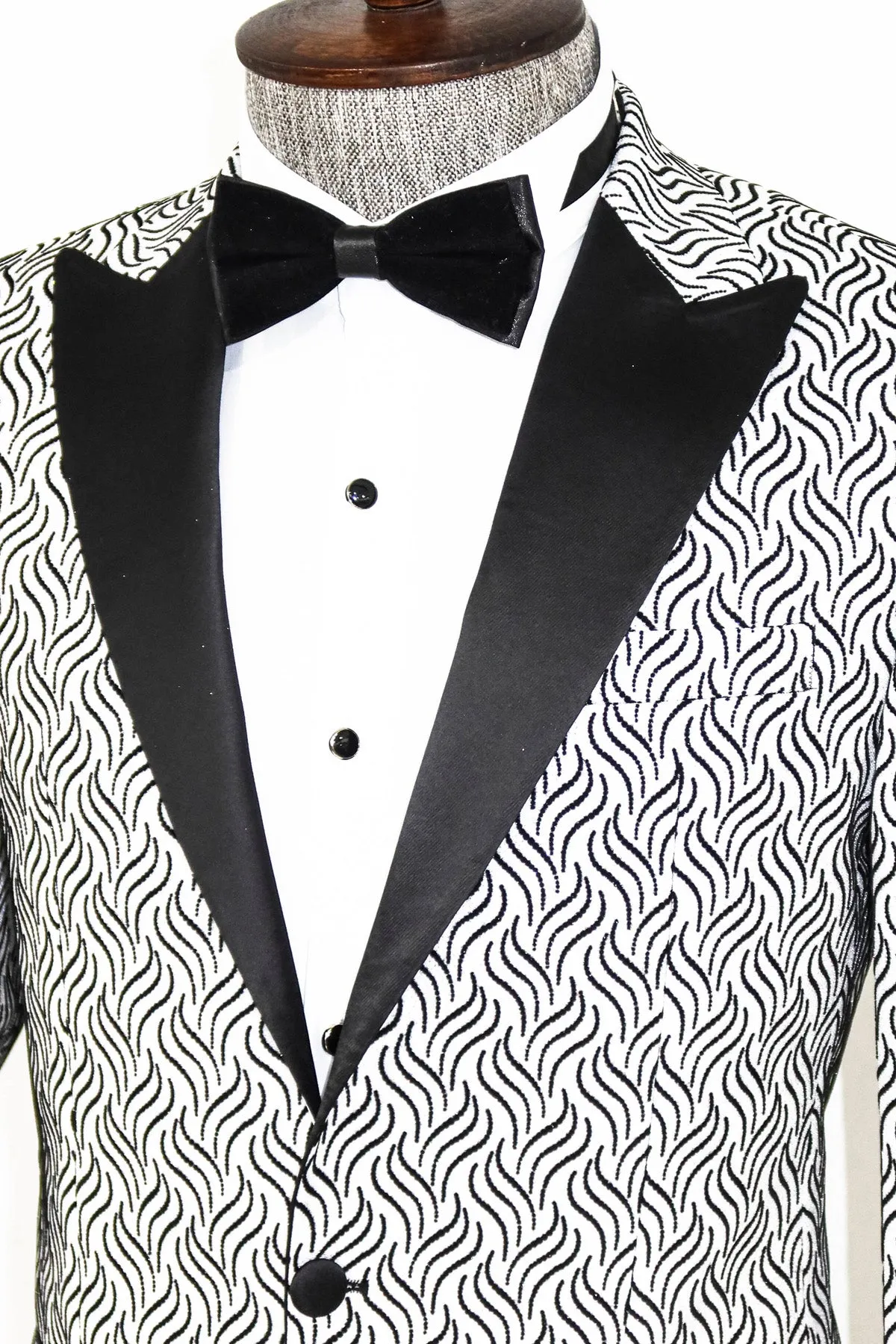 Shiny Patterned White Men Prom Blazer - Wessi sold by Wessi product image thumbnail 5