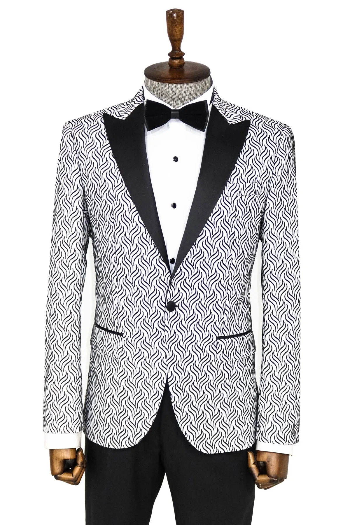 Shiny Patterned White Men Prom Blazer - Wessi sold by Wessi