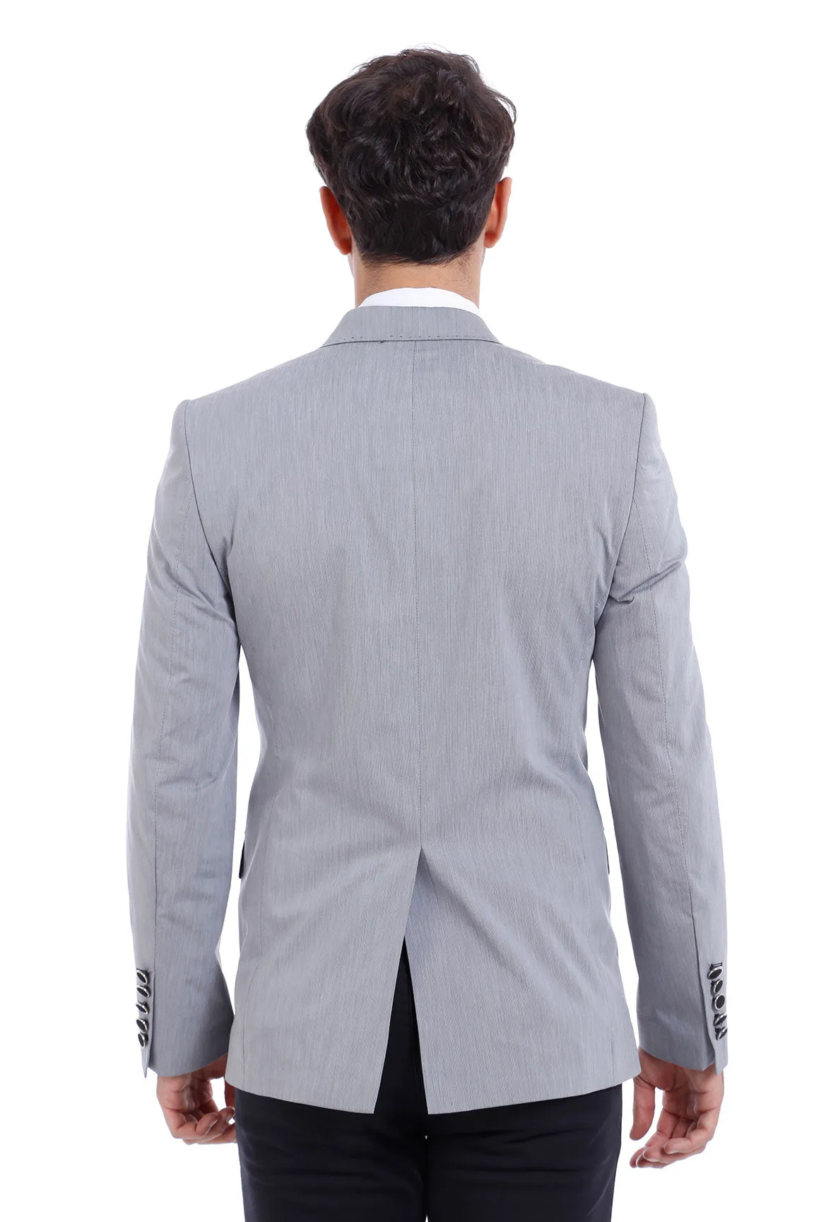 Double Button Mono Lapel Crested Grey Jacket-Wessi sold by Wessi product image thumbnail 3