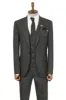 3 -Piece Single Button Peak Lapel Dark Grey Men Suit - Wessi sold by Wessi