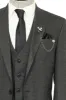 3 -Piece Single Button Peak Lapel Dark Grey Men Suit - Wessi sold by Wessi